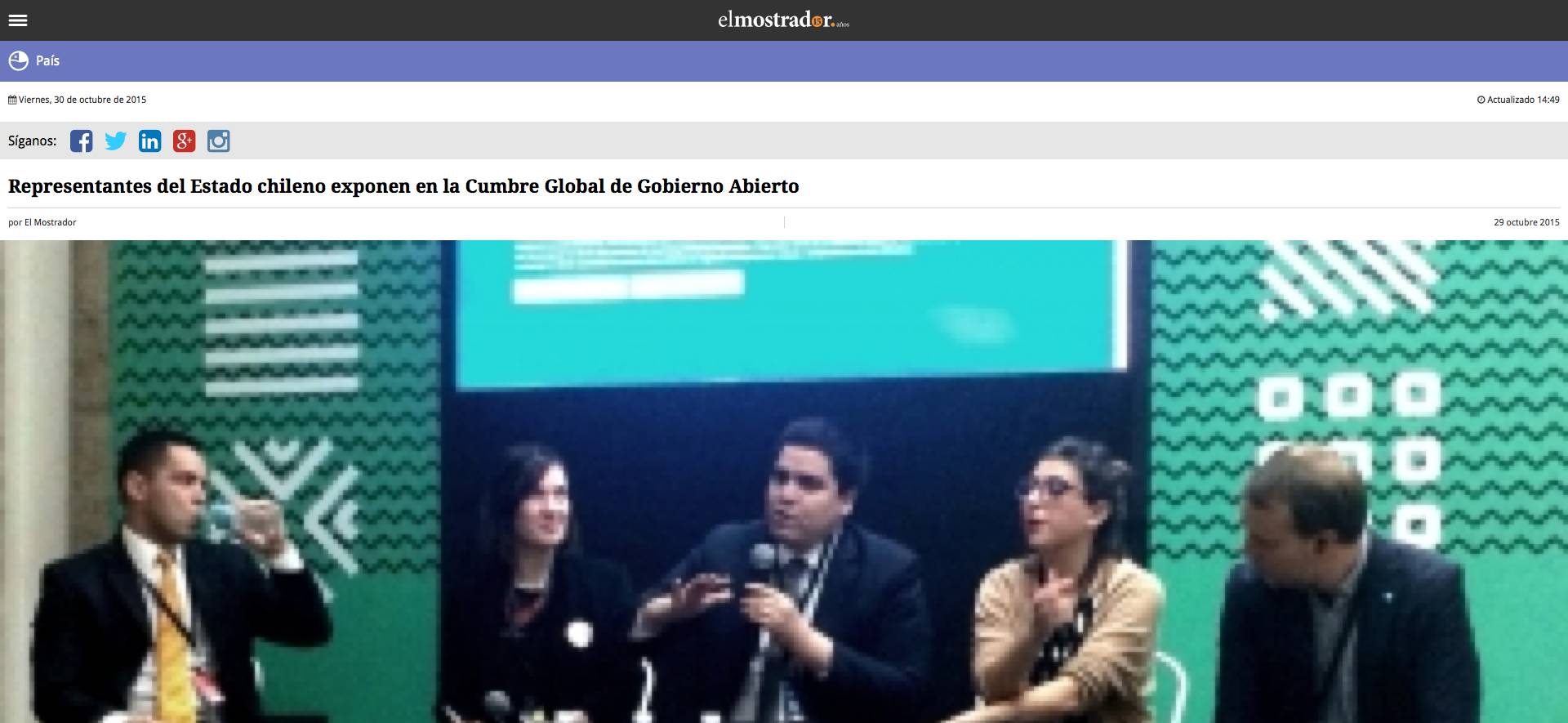 Representantes del Estado chileno exponen en la Cumbre Global de Gobierno Abierto