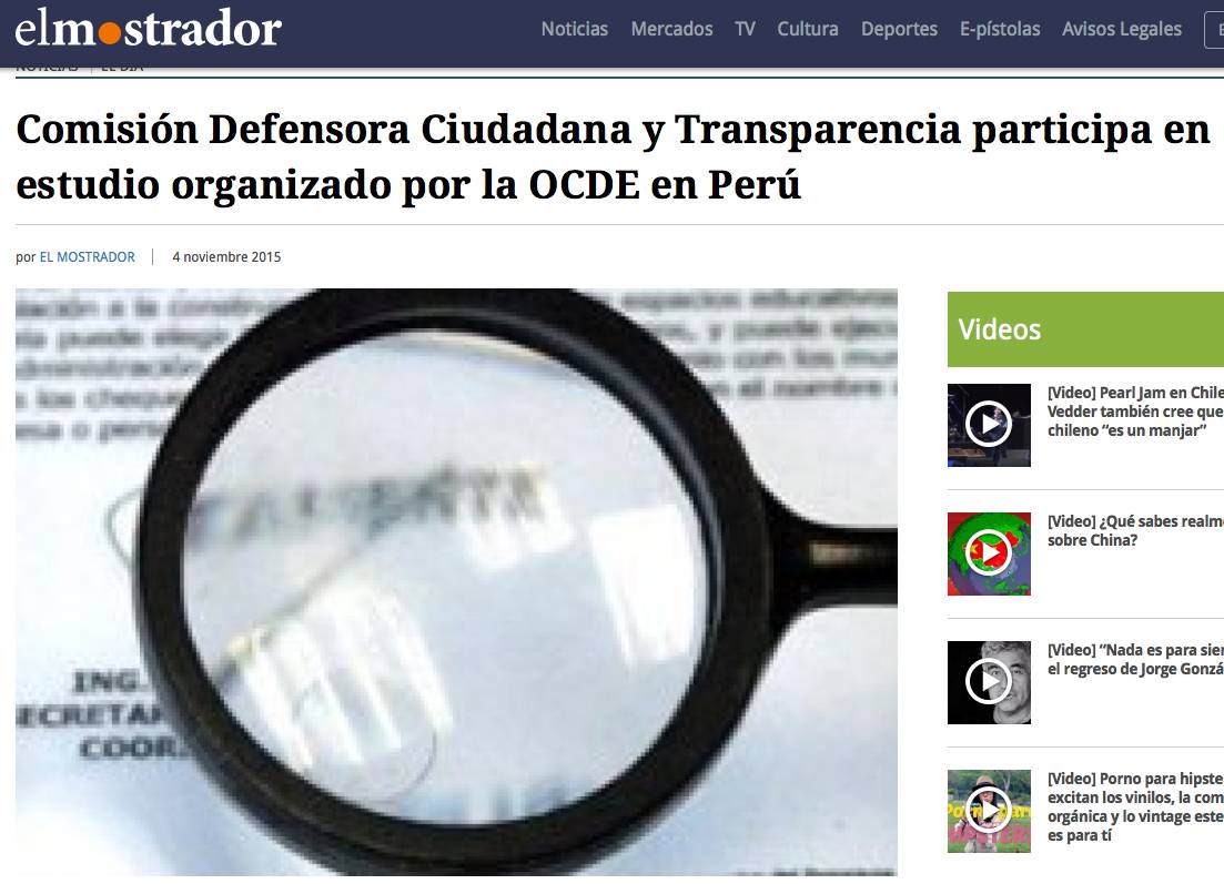 Comisión Defensora Ciudadana y Transparencia participa en estudio organizado por la OCDE en Perú